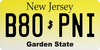 NJ license plate B80PNI