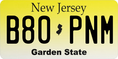 NJ license plate B80PNM