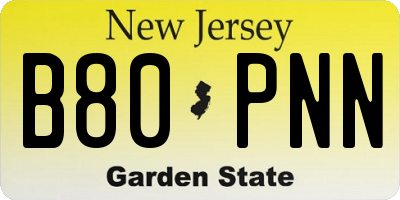 NJ license plate B80PNN