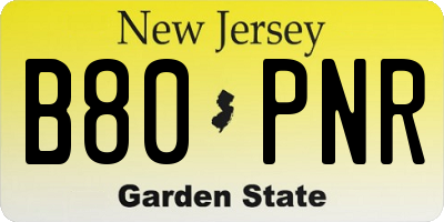 NJ license plate B80PNR