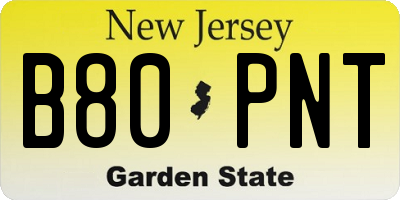 NJ license plate B80PNT