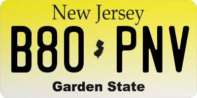 NJ license plate B80PNV