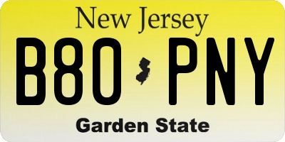 NJ license plate B80PNY