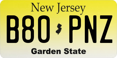 NJ license plate B80PNZ