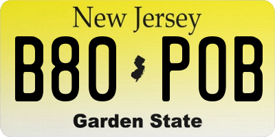 NJ license plate B80POB