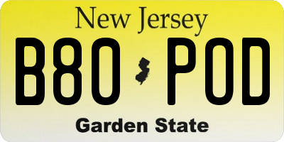 NJ license plate B80POD