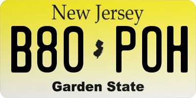 NJ license plate B80POH