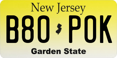NJ license plate B80POK