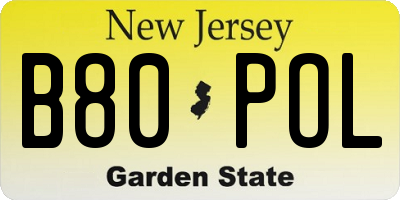 NJ license plate B80POL