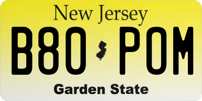 NJ license plate B80POM