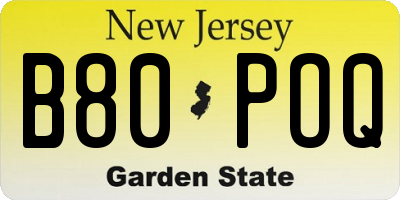 NJ license plate B80POQ