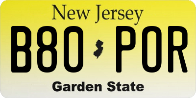 NJ license plate B80POR