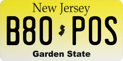 NJ license plate B80POS