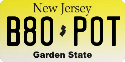 NJ license plate B80POT
