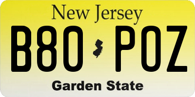 NJ license plate B80POZ