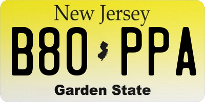 NJ license plate B80PPA