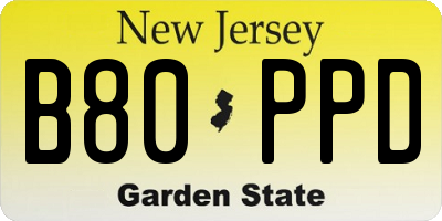 NJ license plate B80PPD
