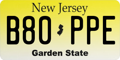 NJ license plate B80PPE
