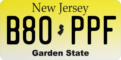 NJ license plate B80PPF