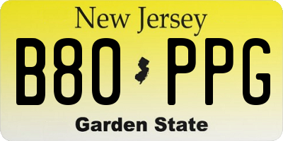 NJ license plate B80PPG
