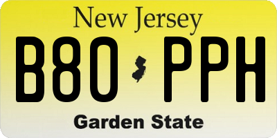 NJ license plate B80PPH