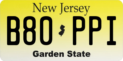 NJ license plate B80PPI