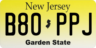 NJ license plate B80PPJ