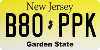 NJ license plate B80PPK