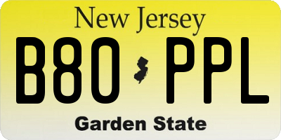 NJ license plate B80PPL