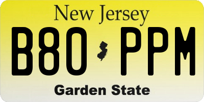 NJ license plate B80PPM