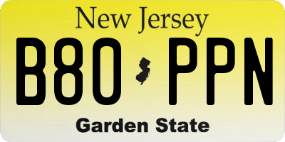 NJ license plate B80PPN