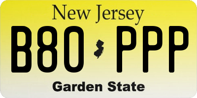 NJ license plate B80PPP
