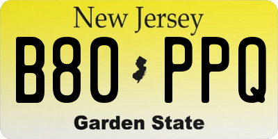 NJ license plate B80PPQ