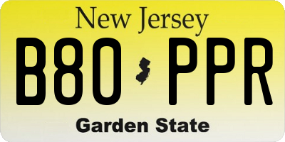 NJ license plate B80PPR