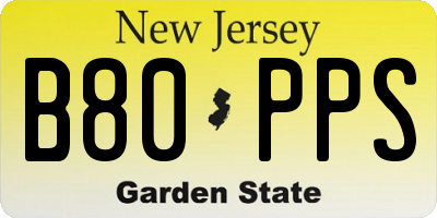 NJ license plate B80PPS