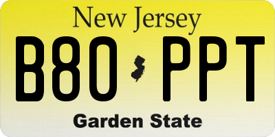 NJ license plate B80PPT
