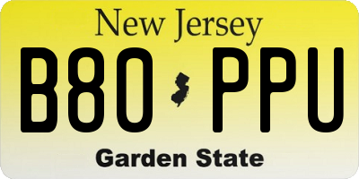 NJ license plate B80PPU