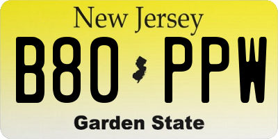 NJ license plate B80PPW