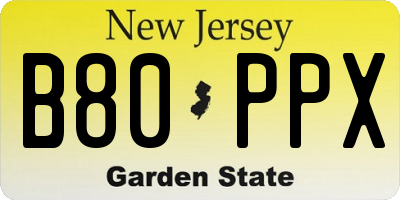 NJ license plate B80PPX