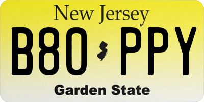 NJ license plate B80PPY