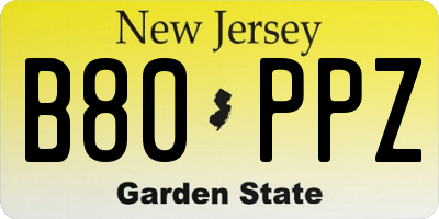 NJ license plate B80PPZ