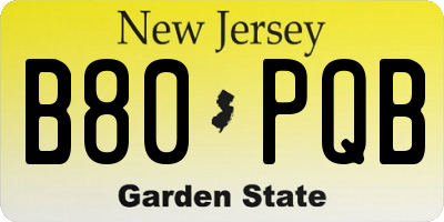 NJ license plate B80PQB