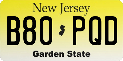 NJ license plate B80PQD