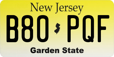 NJ license plate B80PQF