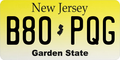 NJ license plate B80PQG