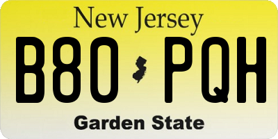 NJ license plate B80PQH