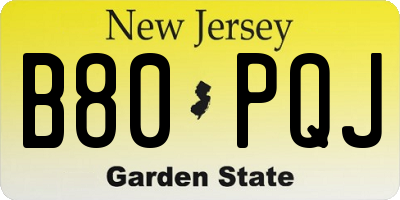 NJ license plate B80PQJ