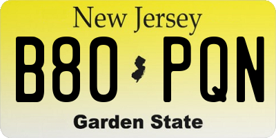 NJ license plate B80PQN