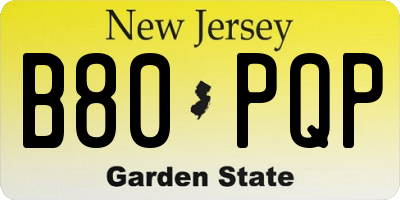 NJ license plate B80PQP