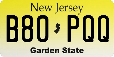 NJ license plate B80PQQ